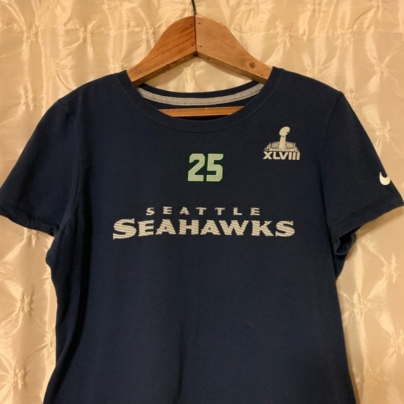 Nike Seattle Seahawks Super Bowl Sherman #25 Short Sleeve Tee Shirt - Picture 2 of 8